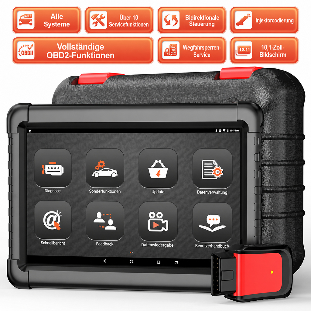 Professionelles 10,1″ OBD2-Diagnosegerät mit Bluetooth